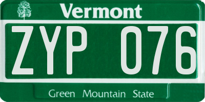 VT license plate ZYP076