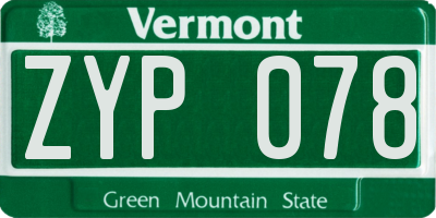 VT license plate ZYP078