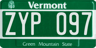 VT license plate ZYP097