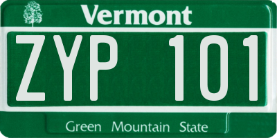 VT license plate ZYP101