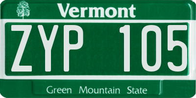 VT license plate ZYP105