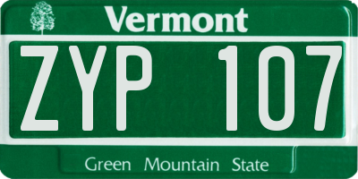 VT license plate ZYP107