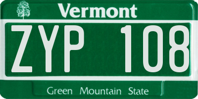 VT license plate ZYP108