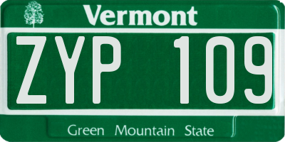 VT license plate ZYP109