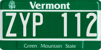 VT license plate ZYP112