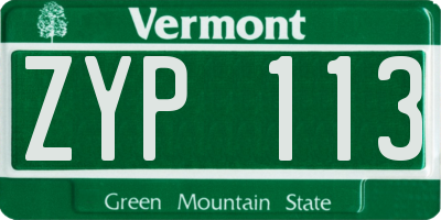 VT license plate ZYP113