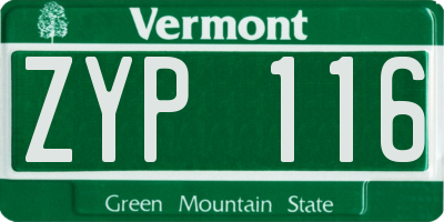 VT license plate ZYP116