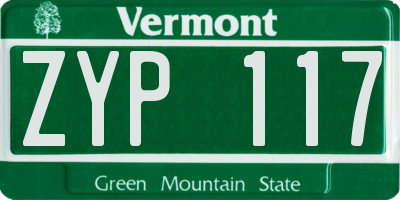 VT license plate ZYP117