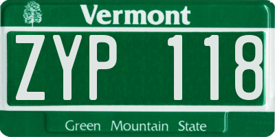 VT license plate ZYP118