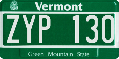 VT license plate ZYP130