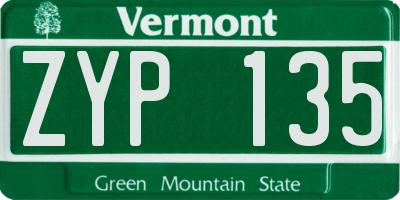 VT license plate ZYP135