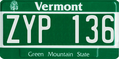 VT license plate ZYP136