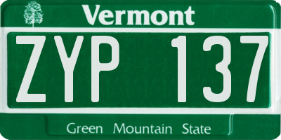 VT license plate ZYP137