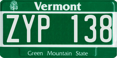 VT license plate ZYP138