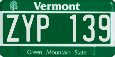 VT license plate ZYP139