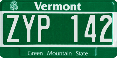 VT license plate ZYP142