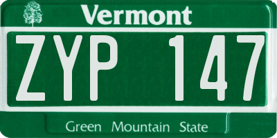 VT license plate ZYP147