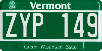 VT license plate ZYP149