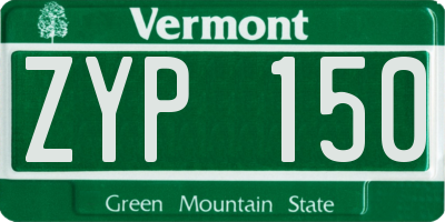 VT license plate ZYP150