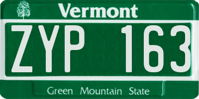VT license plate ZYP163