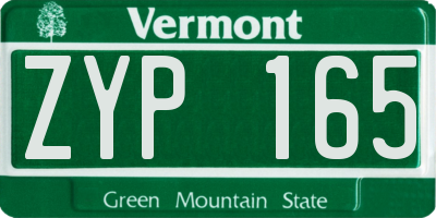 VT license plate ZYP165
