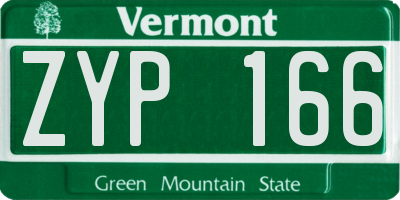 VT license plate ZYP166
