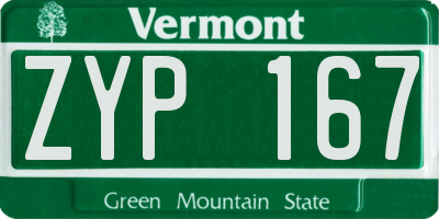 VT license plate ZYP167