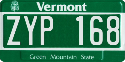 VT license plate ZYP168