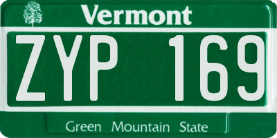 VT license plate ZYP169