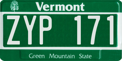 VT license plate ZYP171