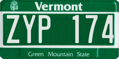 VT license plate ZYP174