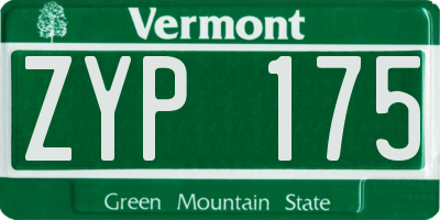 VT license plate ZYP175