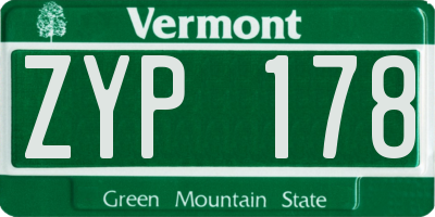 VT license plate ZYP178