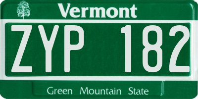 VT license plate ZYP182