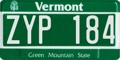 VT license plate ZYP184