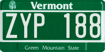 VT license plate ZYP188