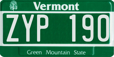 VT license plate ZYP190