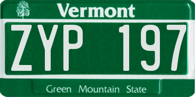 VT license plate ZYP197