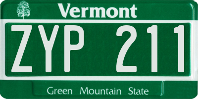 VT license plate ZYP211