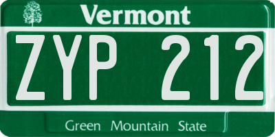 VT license plate ZYP212