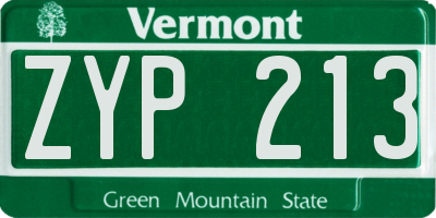 VT license plate ZYP213