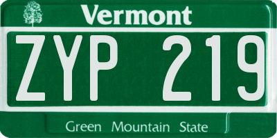 VT license plate ZYP219