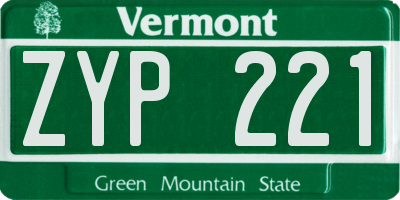 VT license plate ZYP221