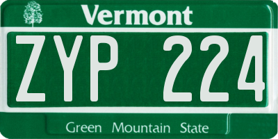 VT license plate ZYP224