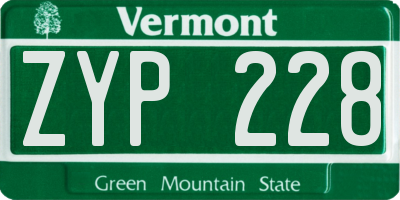 VT license plate ZYP228