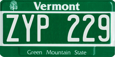 VT license plate ZYP229