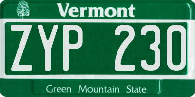 VT license plate ZYP230
