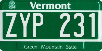 VT license plate ZYP231