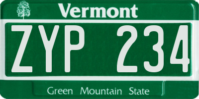 VT license plate ZYP234