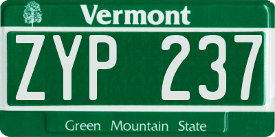 VT license plate ZYP237